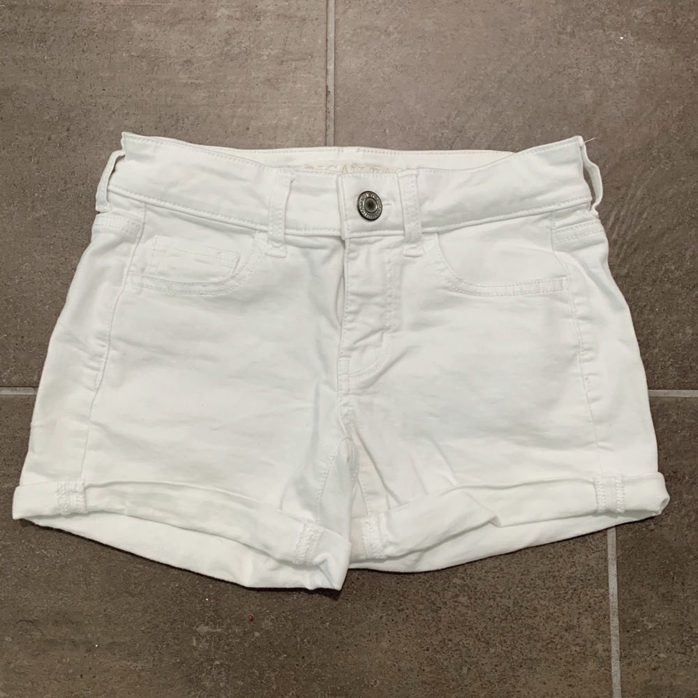 White Super Stretch AE Midi Jean Short